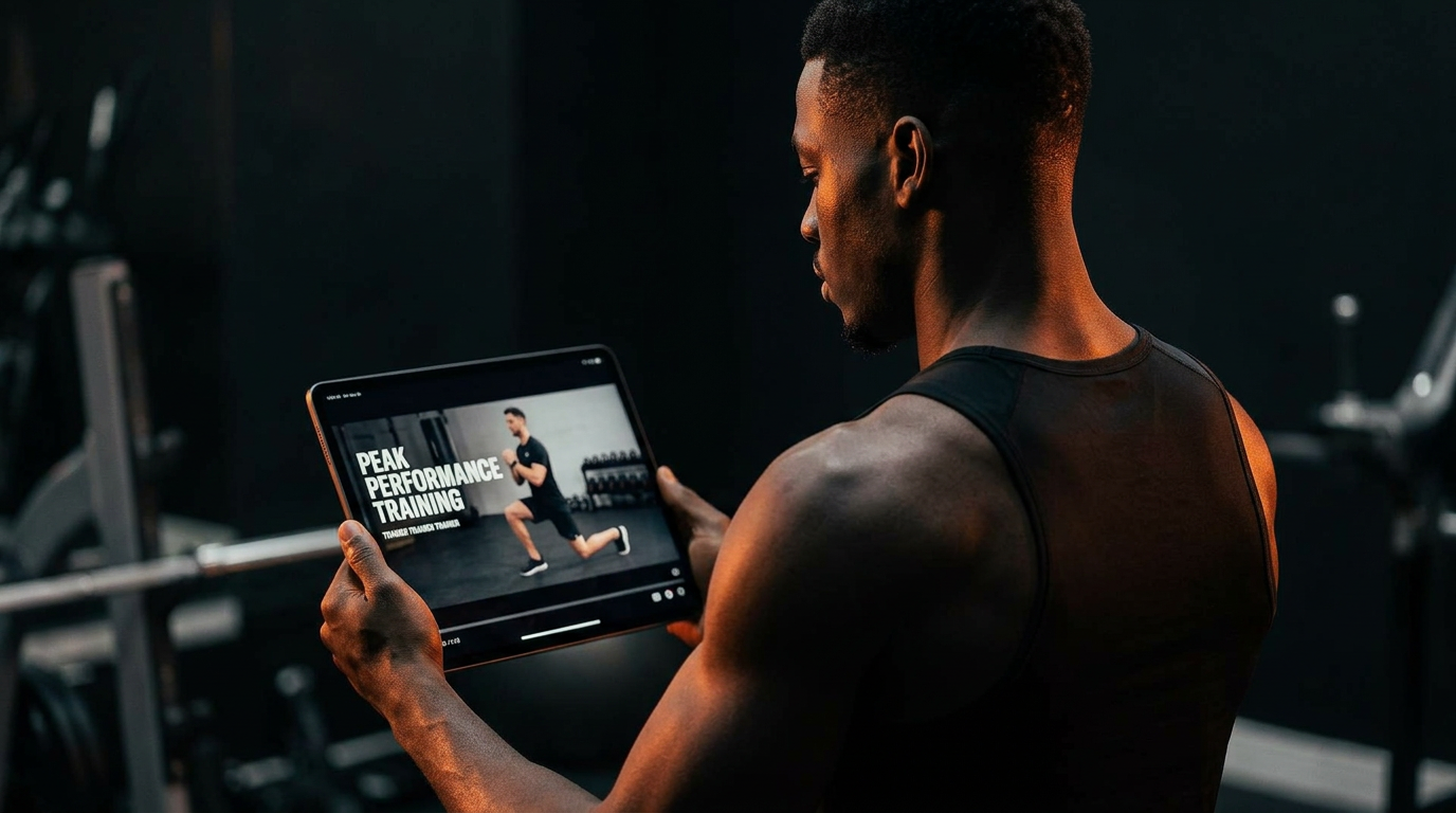 Athlete reviewing a G Hawk Fit workout on a tablet